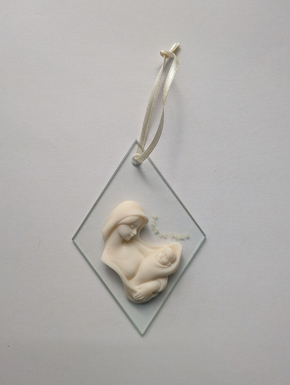 Vintage Prince of Peace Mary and Jesus glass ceramic ornament